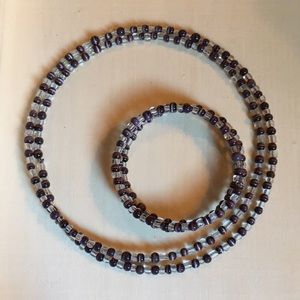 Coiled Glass Choker and Bracelet Eggplant Glass